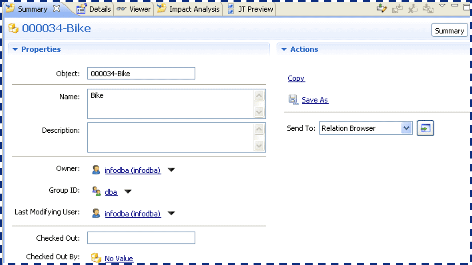 Siemens Teamcenter PLM Summary View